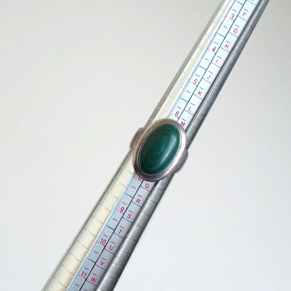 Antique 925 Green Malachite Gemstone Ring Sterling Silver From India *Unique